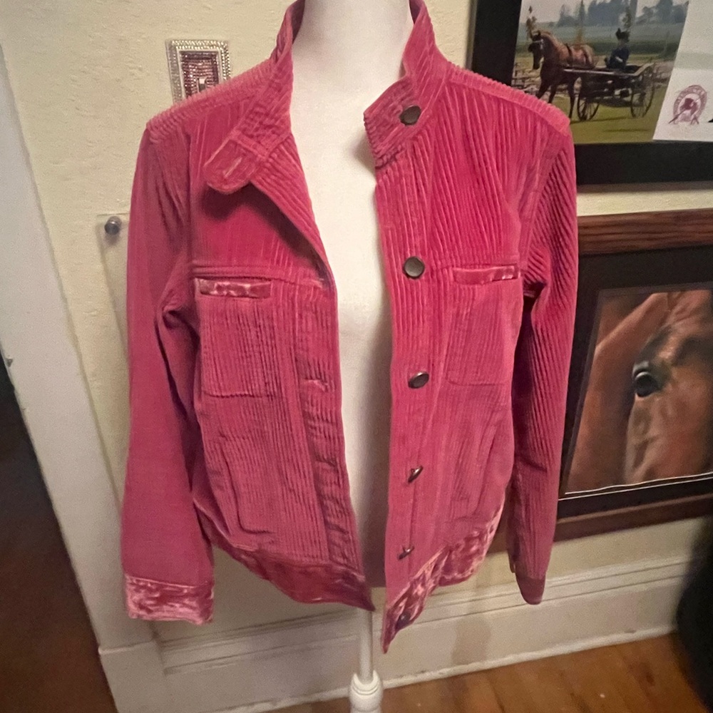 J. Jill Women's Vibrant Pink Corduroy Utility Jacket